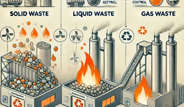 DALL·E 2024-11-07 13.35.46 - An informative illustration depicting the concept of waste incineration for solid, liquid, and gas waste. Show three distinct sections_ solid waste (d